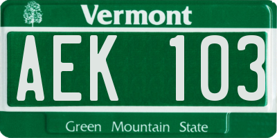 VT license plate AEK103
