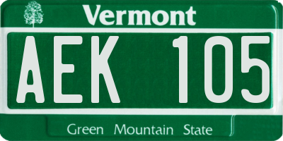 VT license plate AEK105