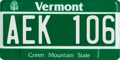 VT license plate AEK106