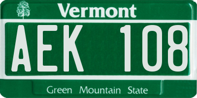 VT license plate AEK108