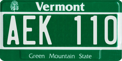 VT license plate AEK110
