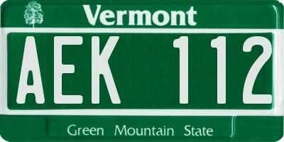 VT license plate AEK112