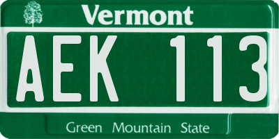 VT license plate AEK113