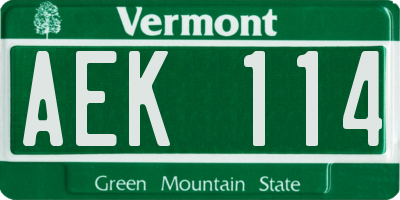 VT license plate AEK114