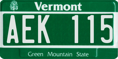 VT license plate AEK115