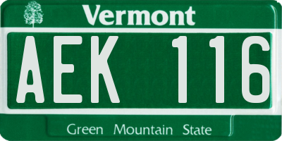 VT license plate AEK116