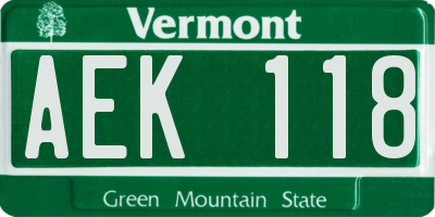 VT license plate AEK118