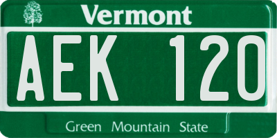 VT license plate AEK120