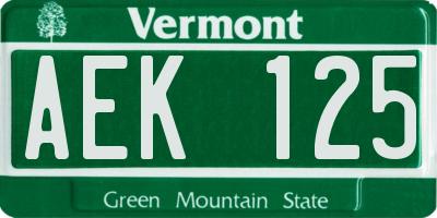 VT license plate AEK125