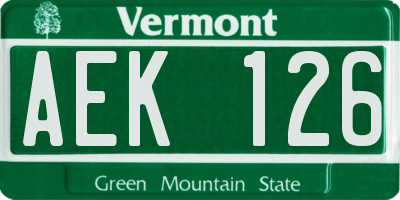 VT license plate AEK126