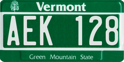 VT license plate AEK128