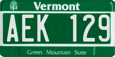 VT license plate AEK129