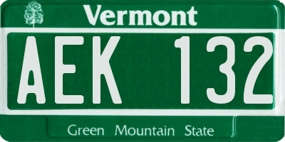 VT license plate AEK132