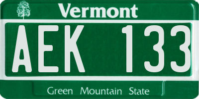 VT license plate AEK133