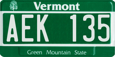 VT license plate AEK135