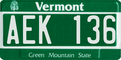 VT license plate AEK136