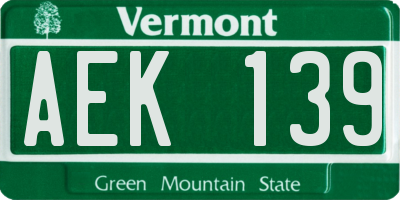 VT license plate AEK139