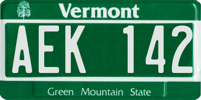 VT license plate AEK142