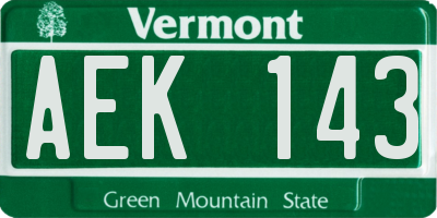 VT license plate AEK143