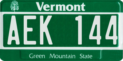 VT license plate AEK144