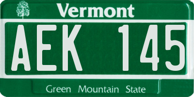 VT license plate AEK145