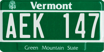 VT license plate AEK147