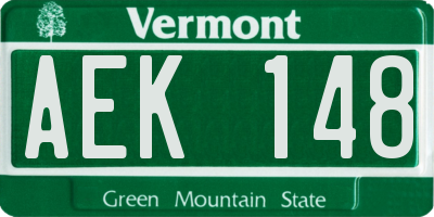 VT license plate AEK148