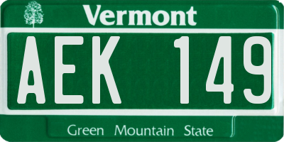VT license plate AEK149