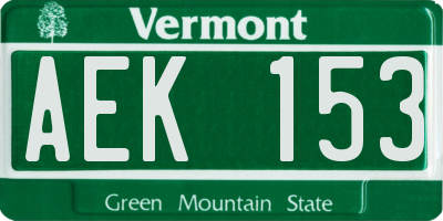 VT license plate AEK153