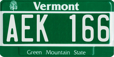 VT license plate AEK166