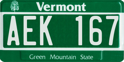 VT license plate AEK167