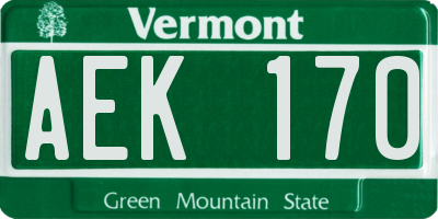 VT license plate AEK170
