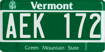VT license plate AEK172