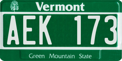 VT license plate AEK173