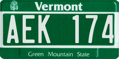 VT license plate AEK174