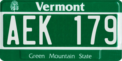 VT license plate AEK179