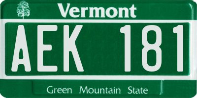 VT license plate AEK181