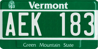 VT license plate AEK183