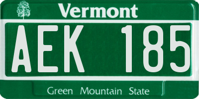 VT license plate AEK185