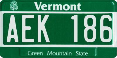 VT license plate AEK186