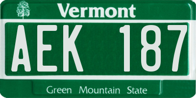 VT license plate AEK187