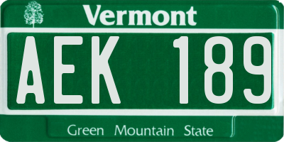 VT license plate AEK189