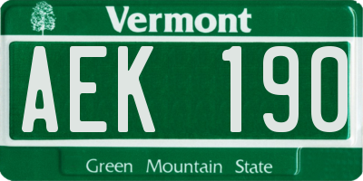 VT license plate AEK190