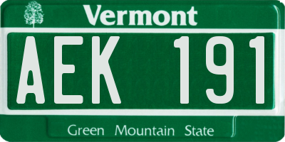 VT license plate AEK191