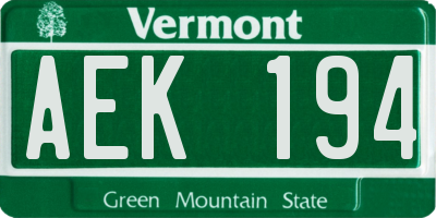VT license plate AEK194