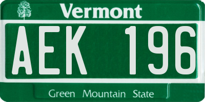 VT license plate AEK196