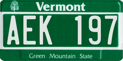 VT license plate AEK197