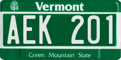 VT license plate AEK201