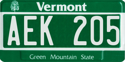 VT license plate AEK205