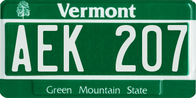 VT license plate AEK207